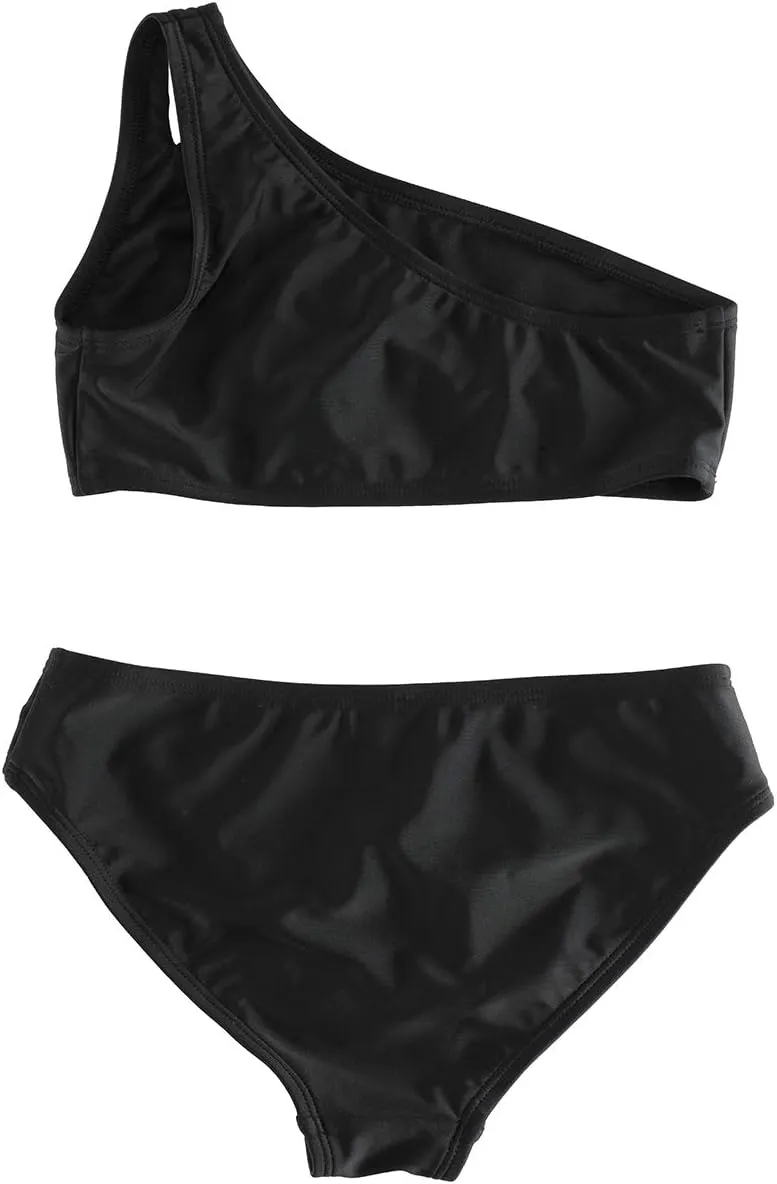 Dayu Girl's Bikini Set One Shoulder Two Piece Swimsuit Bathing Suit