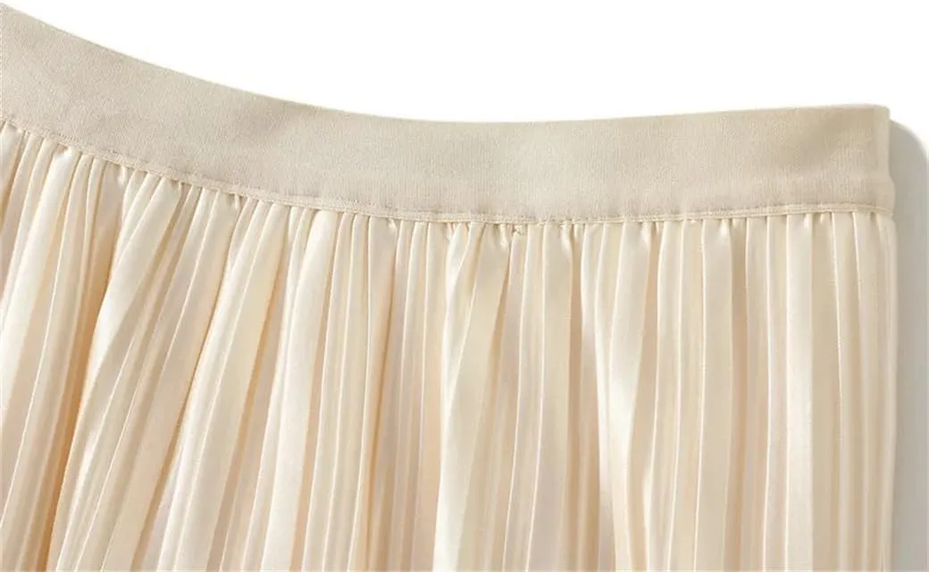 DBFBDTU Reversible Gradient Long Skirt Women Spring Summer A Line High Waist Pleated Midi Skirt Female