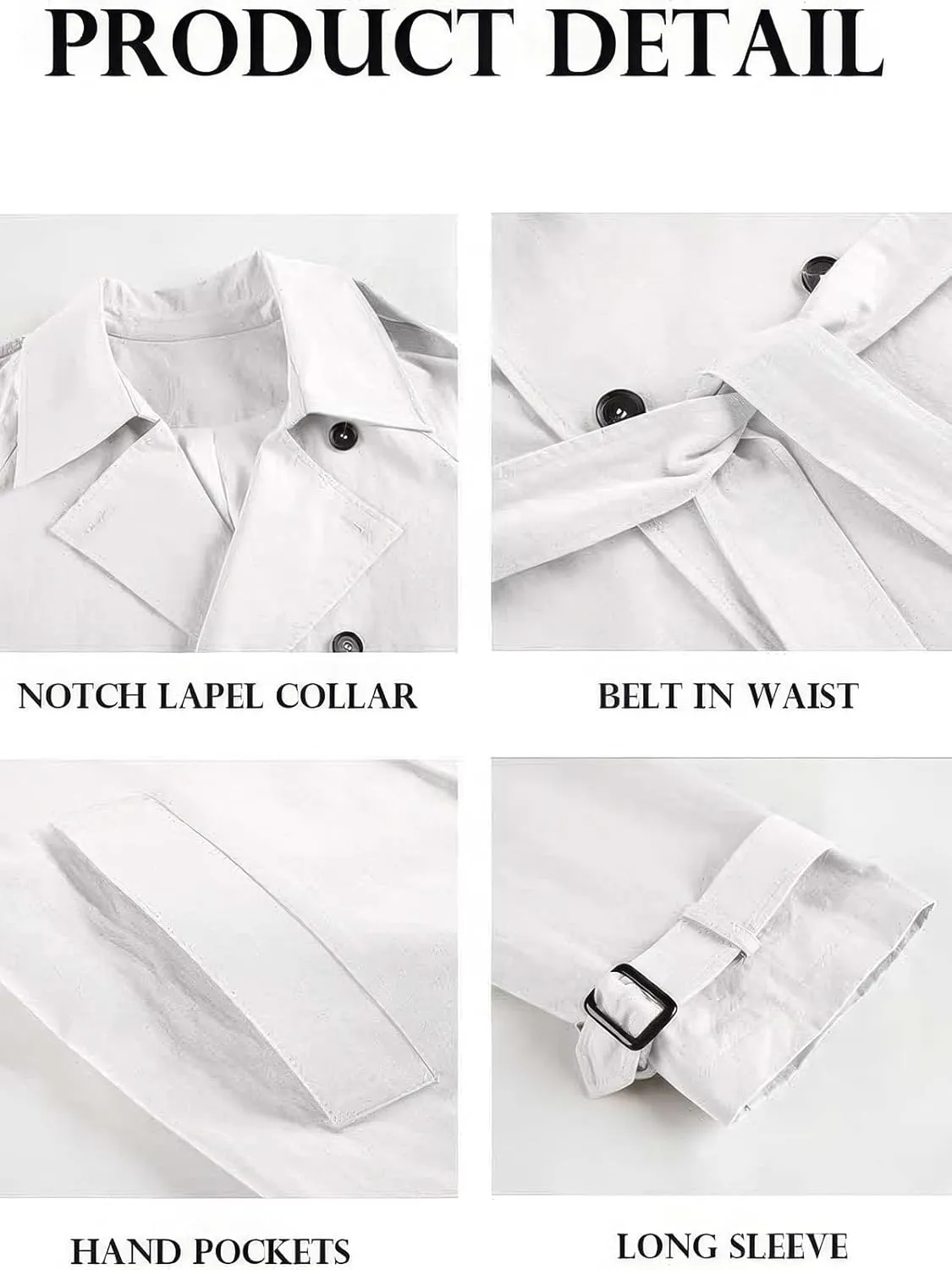ebossy Women's Double Breasted Duster Trench Coat Classic Lapel Slim Maxi Long Windproof Overcoat with Belt
