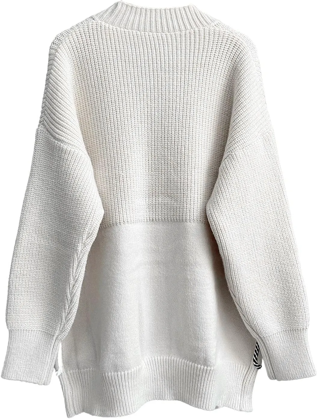 ebossy Women's Spliced Denim Pockets Knit Cardigan Button Down Slouchy Stripe Sweater Outwear