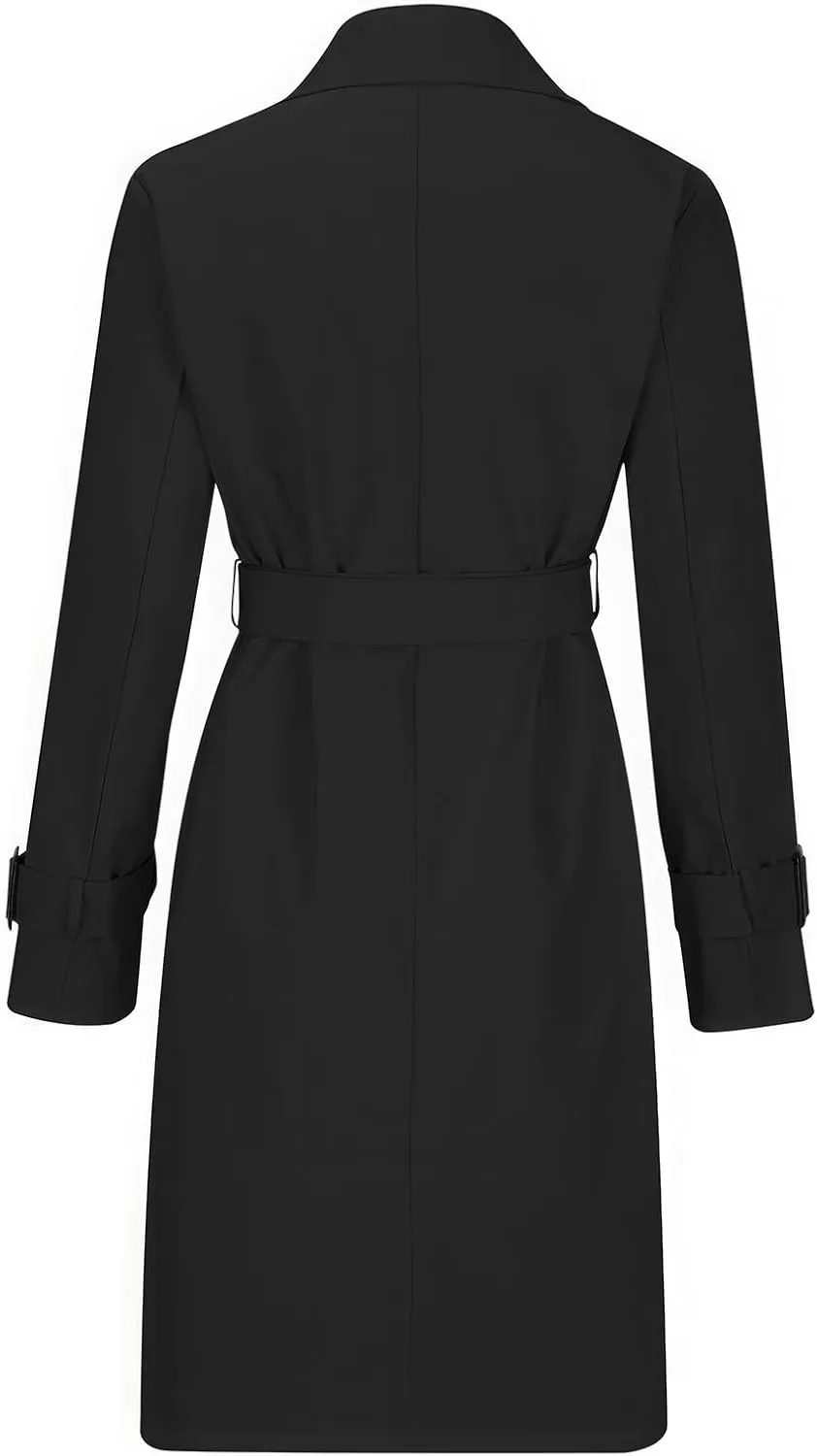 ebossy Women's Trench Coat Double Breasted Windbreaker Classic Lapel Mid Long Outwear with Belt