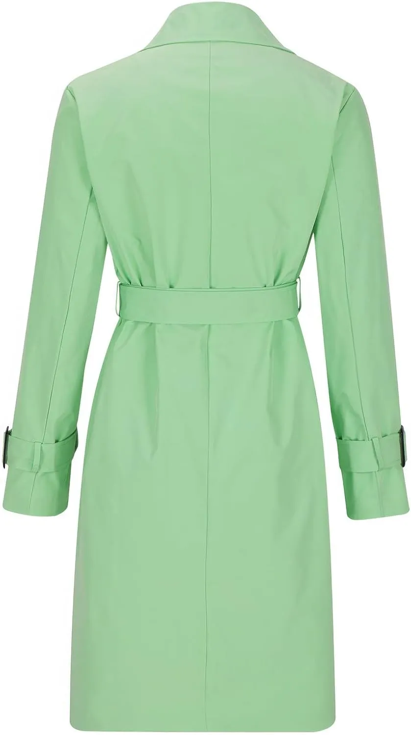 ebossy Women's Trench Coat Double Breasted Windbreaker Classic Lapel Mid Long Outwear with Belt