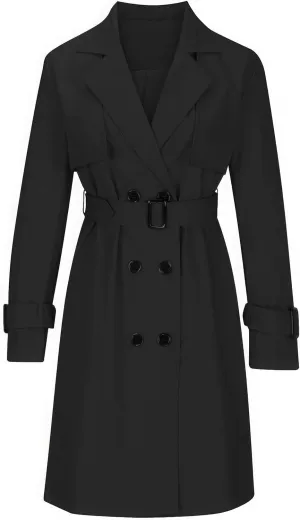 ebossy Women's Trench Coat Double Breasted Windbreaker Classic Lapel Mid Long Outwear with Belt