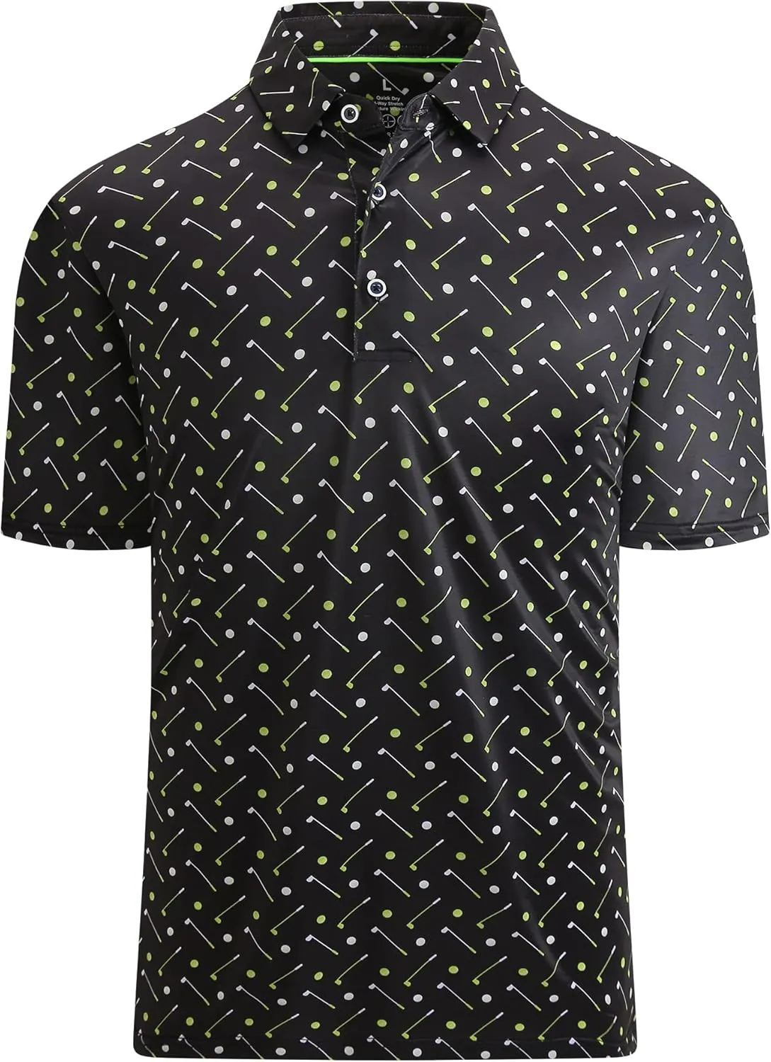 Esabel.C Golf Shirts for Men Dry Fit Performance Short Sleeve Print Moisture Wicking Collared Shirt