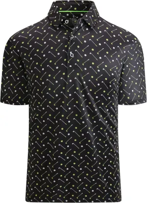 Esabel.C Golf Shirts for Men Dry Fit Performance Short Sleeve Print Moisture Wicking Collared Shirt