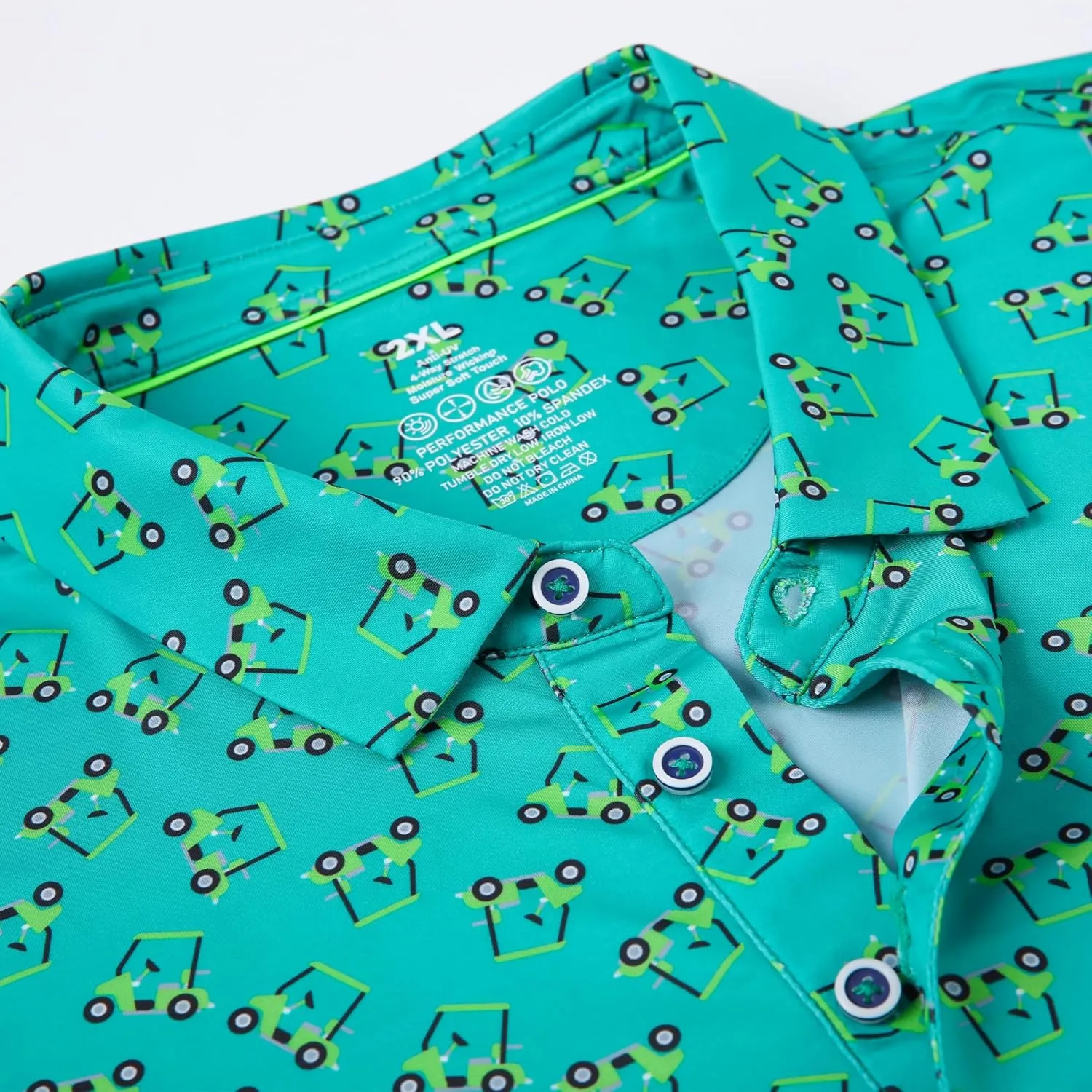 Esabel.C Golf Shirts for Men Dry Fit Performance Short Sleeve Print Moisture Wicking Collared Shirt