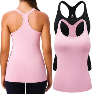 Evercute 1/2/3 Pack Workout Tank Tops for Women with Built in Bra Racerback Yoga Sleeveless Top Camisole Athletic Gym Tops