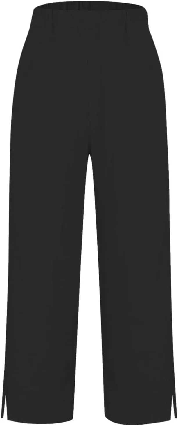 Fleece Lined Leggings Women Elastic Pants Long Drawstring Linen Women Waist Cotton Casual Trousers with Side Pockets