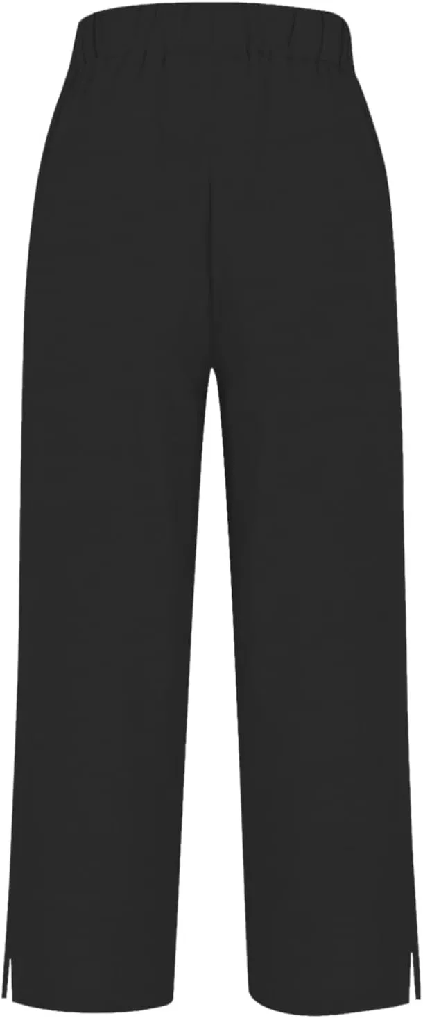 Fleece Lined Leggings Women Elastic Pants Long Drawstring Linen Women Waist Cotton Casual Trousers with Side Pockets