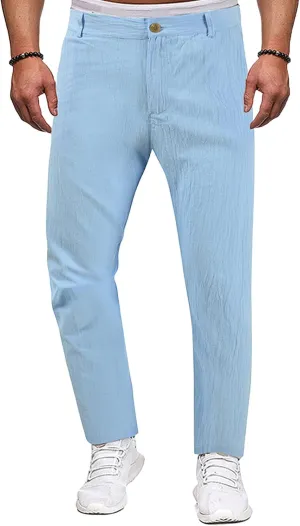Golf Pants Men Lightweight Casual Pant Button Stretch Pleated Slacks Chino Pant Summer Beach Vacation Vintage Trousers