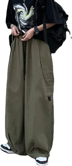 Gothic Harajuku Cargo Pants Y2K Women Wide Leg Joggers Hippie Streetwear Loose Baggy Trousers