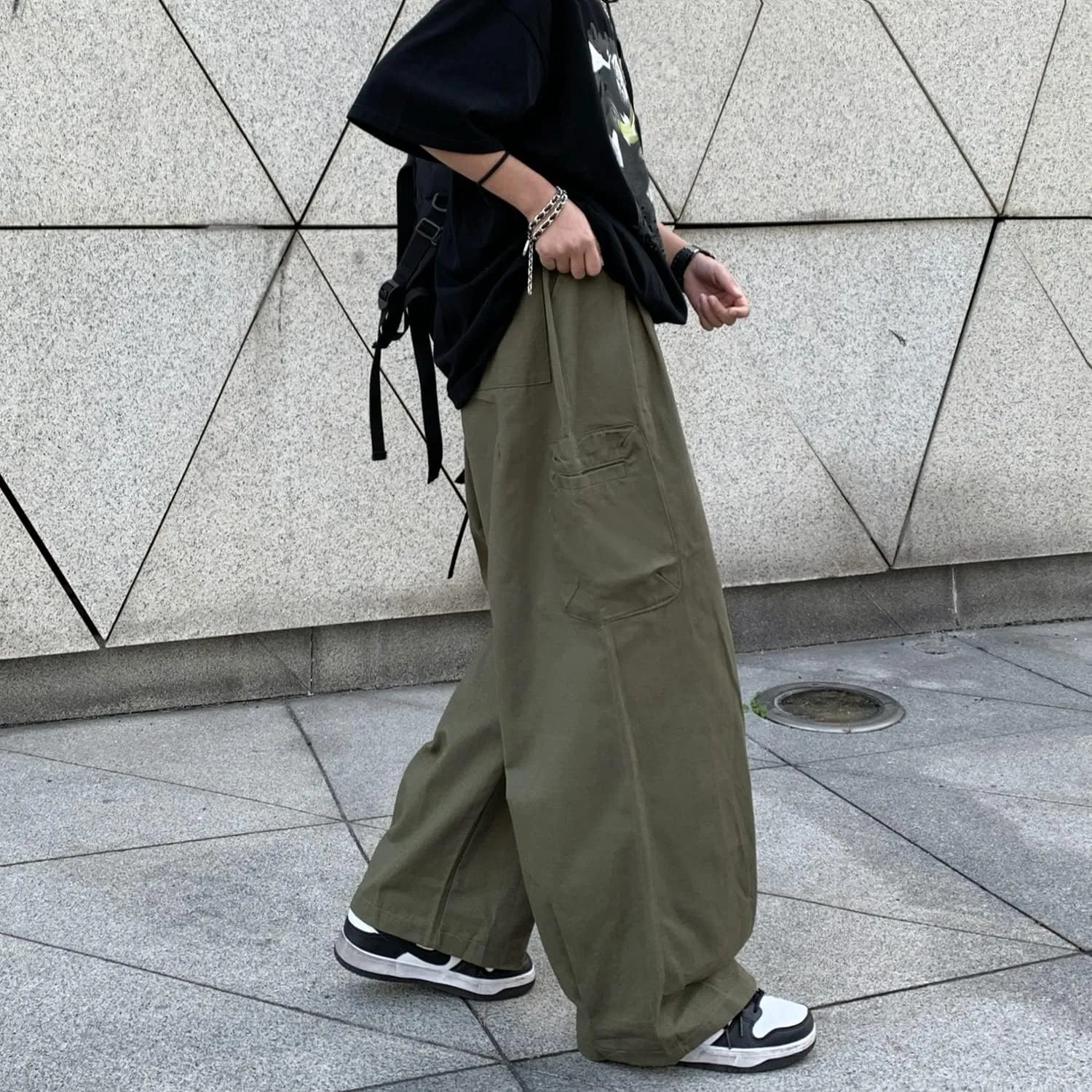 Gothic Harajuku Cargo Pants Y2K Women Wide Leg Joggers Hippie Streetwear Loose Baggy Trousers