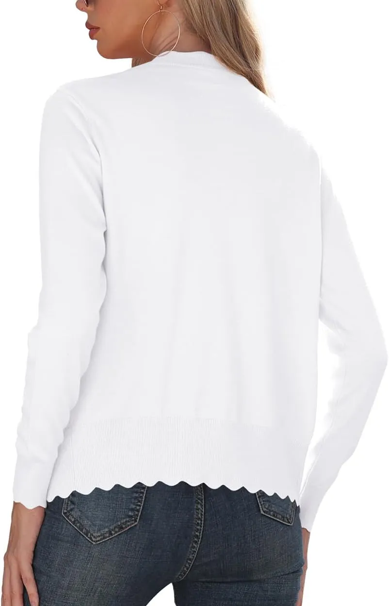 GRECERELLE Women's Long Sleeve V-Neck Button Down Cardigan Knit Shrugs Sweater