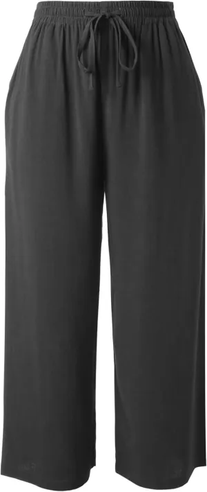 Hat and Beyond Womens Everyday Linen Pants Capri Casual Wide Leg Loose FIt High Waist Crop Trousers