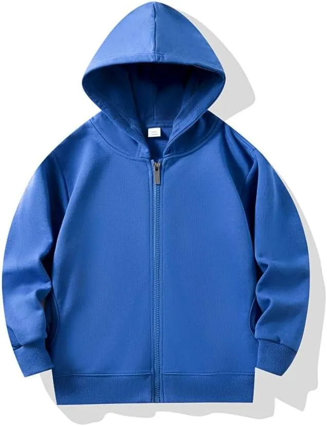 HAXICO Unisex Children Solid Zip-Up Hooded Sweatshirt Toddler Baby Boys Girls Classic Hoodie Cotton Tops Blouse