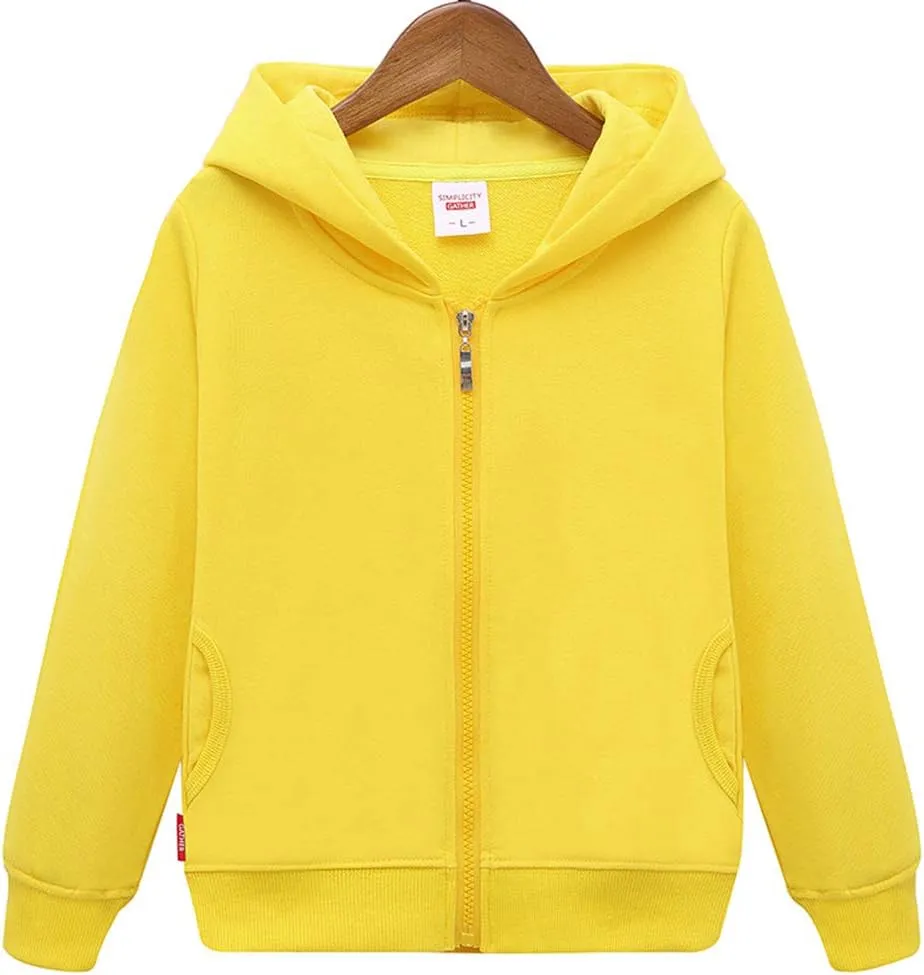 HAXICO Unisex Children Solid Zip-Up Hooded Sweatshirt Toddler Baby Boys Girls Classic Hoodie Cotton Tops Blouse