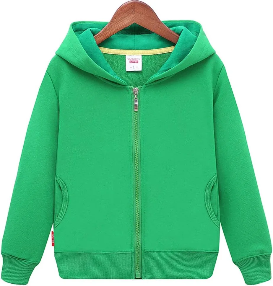 HAXICO Unisex Children Solid Zip-Up Hooded Sweatshirt Toddler Baby Boys Girls Classic Hoodie Cotton Tops Blouse