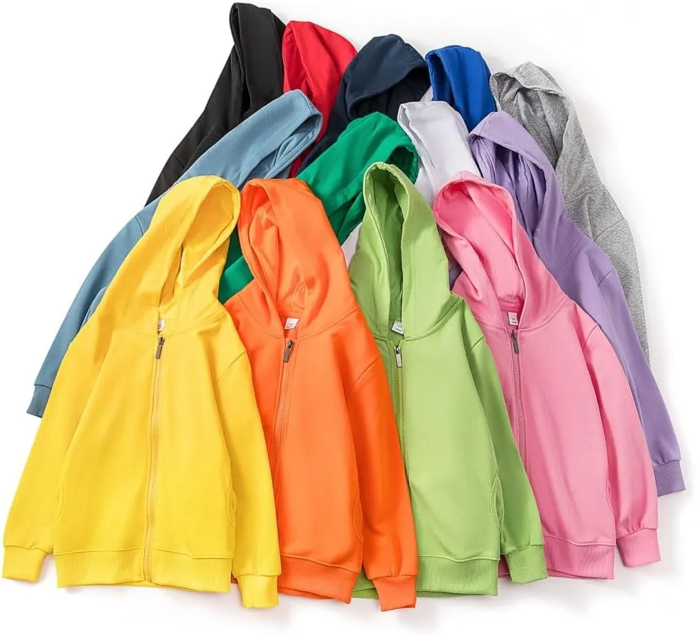 HAXICO Unisex Children Solid Zip-Up Hooded Sweatshirt Toddler Baby Boys Girls Classic Hoodie Cotton Tops Blouse