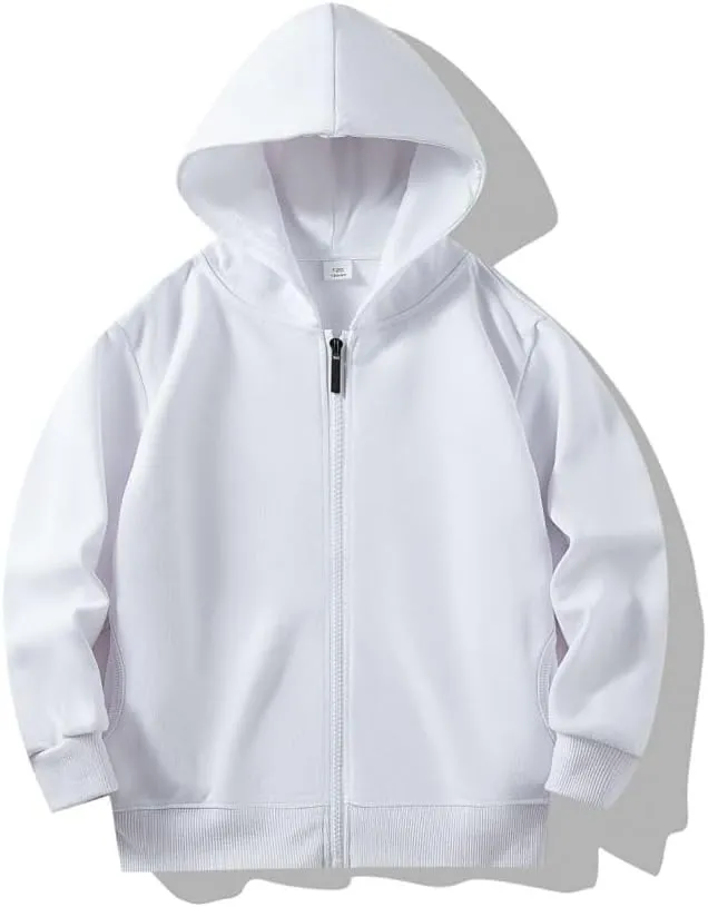 HAXICO Unisex Children Solid Zip-Up Hooded Sweatshirt Toddler Baby Boys Girls Classic Hoodie Cotton Tops Blouse