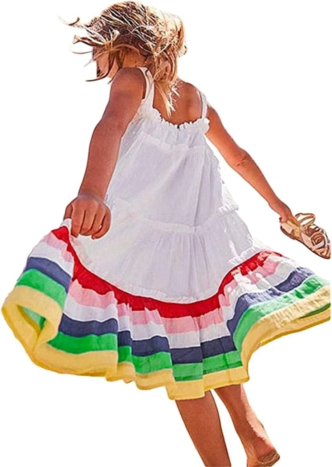 HILEELANG Girl Summer Beach Dress Halter Neck Sleeveless Casual Tank Outfit Sundress 1-12Y