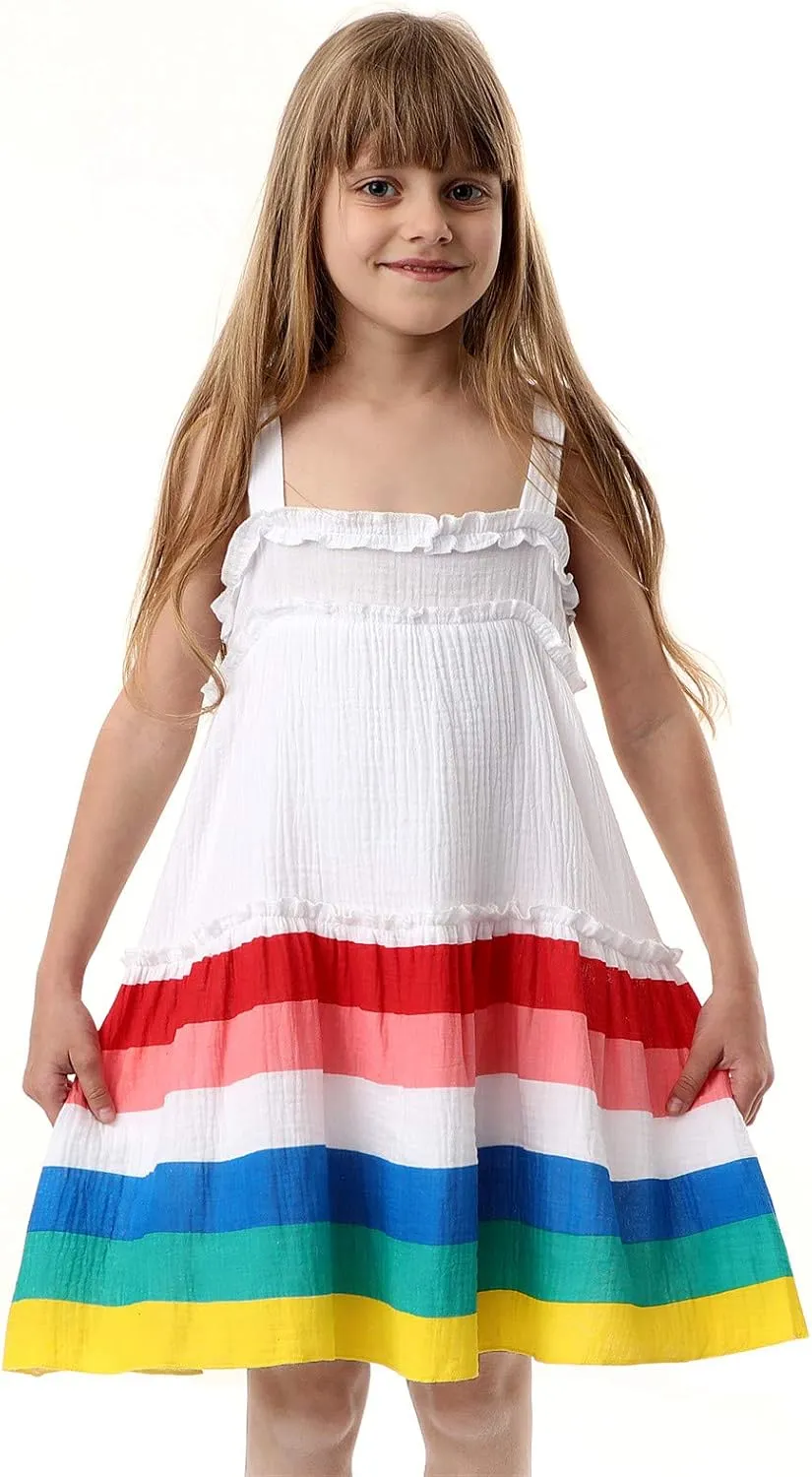 HILEELANG Girl Summer Beach Dress Halter Neck Sleeveless Casual Tank Outfit Sundress 1-12Y
