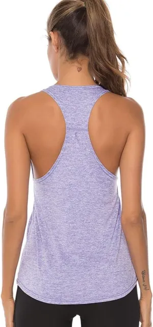HSQMA Women's Gym Tops Ladies Sports T-Shirt, Workout Yoga Tops for Women, Sleeveless Athletic Yoga Shirts, Quick Dry Fitness Gym T Shirt Loose Activewear for Running Gym Exercise
