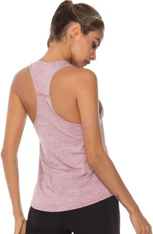 HSQMA Women's Gym Tops Ladies Sports T-Shirt, Workout Yoga Tops for Women, Sleeveless Athletic Yoga Shirts, Quick Dry Fitness Gym T Shirt Loose Activewear for Running Gym Exercise
