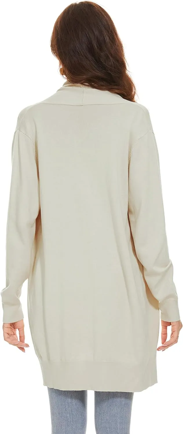 Huuloo Women's Open Front Long Shawl Cardigan Sweater with Pockets
