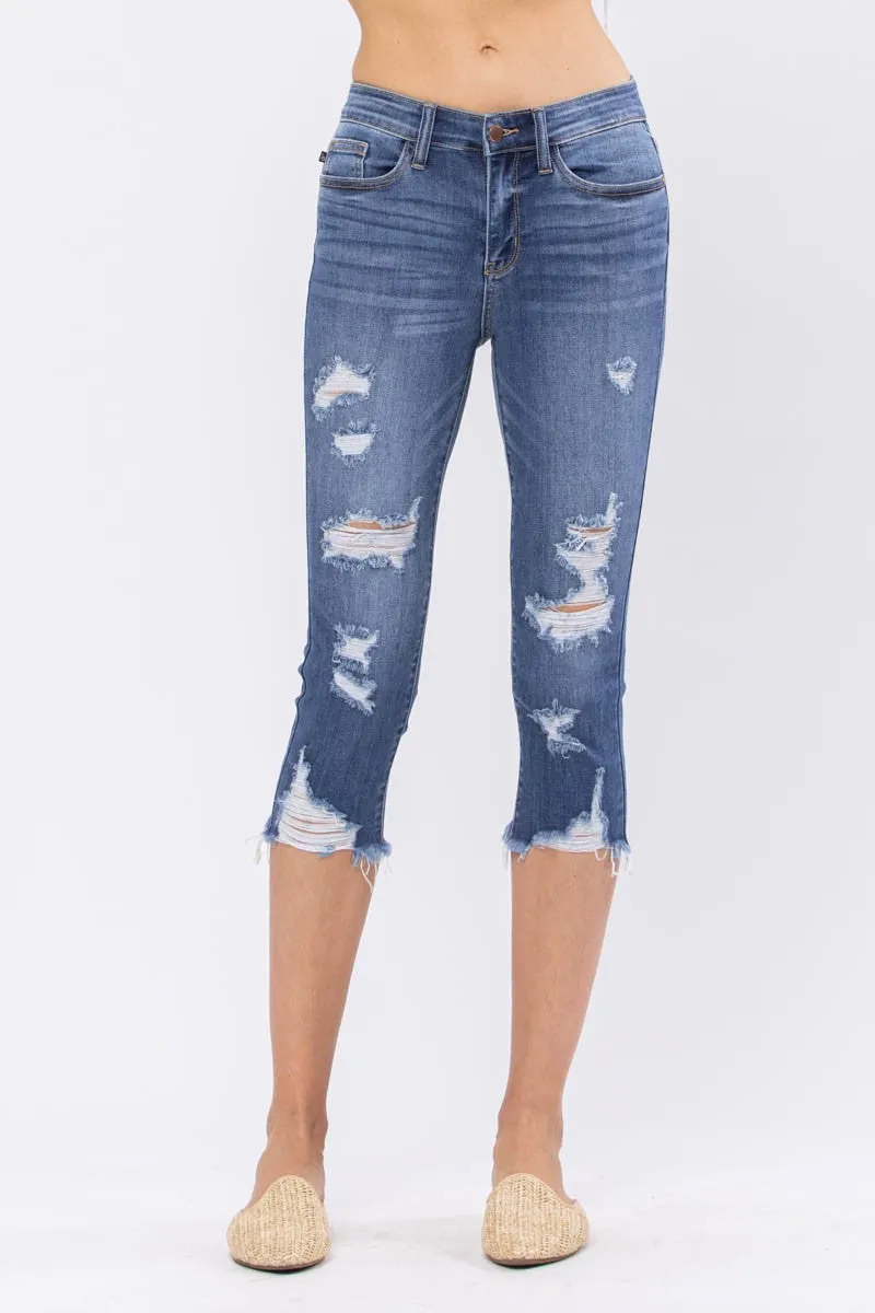 Inseam Raw Hem Cuff Capri