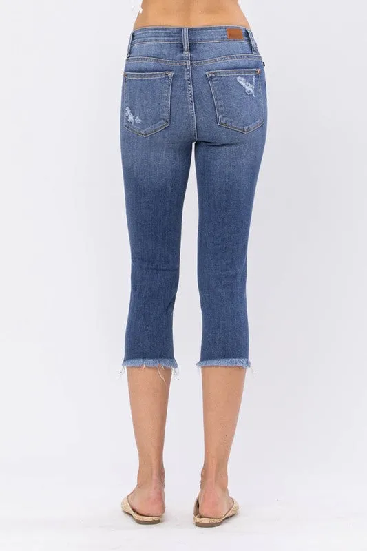 Inseam Raw Hem Cuff Capri