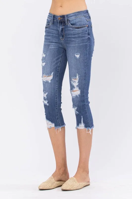 Inseam Raw Hem Cuff Capri