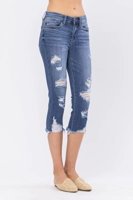 Inseam Raw Hem Cuff Capri
