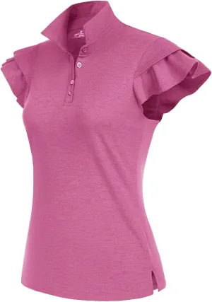 JACK SMITH Womens Golf Polo Shirt Ruffles Sleeveless Moisture Wicking Tennis Shirts Lightweight Athletic Tops