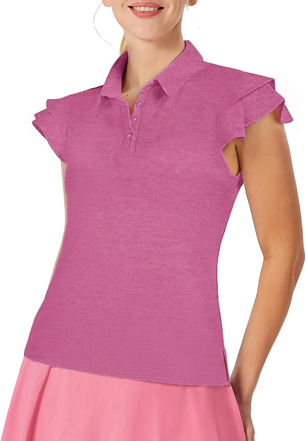JACK SMITH Womens Golf Polo Shirt Ruffles Sleeveless Moisture Wicking Tennis Shirts Lightweight Athletic Tops