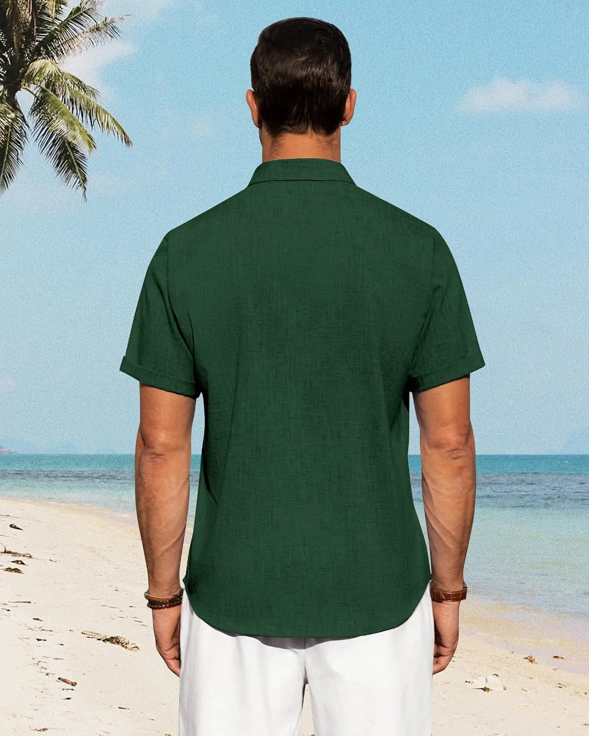 J.VER Men's Linen Shirts Casual Short Sleeve Button Down Shirt Beach Summer Vacation Holiday Wedding Cotton Tops