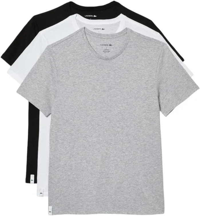 Lacoste Men's 100% Cotton Regular Fit Crew Neck T-Shirt, 3-Pack