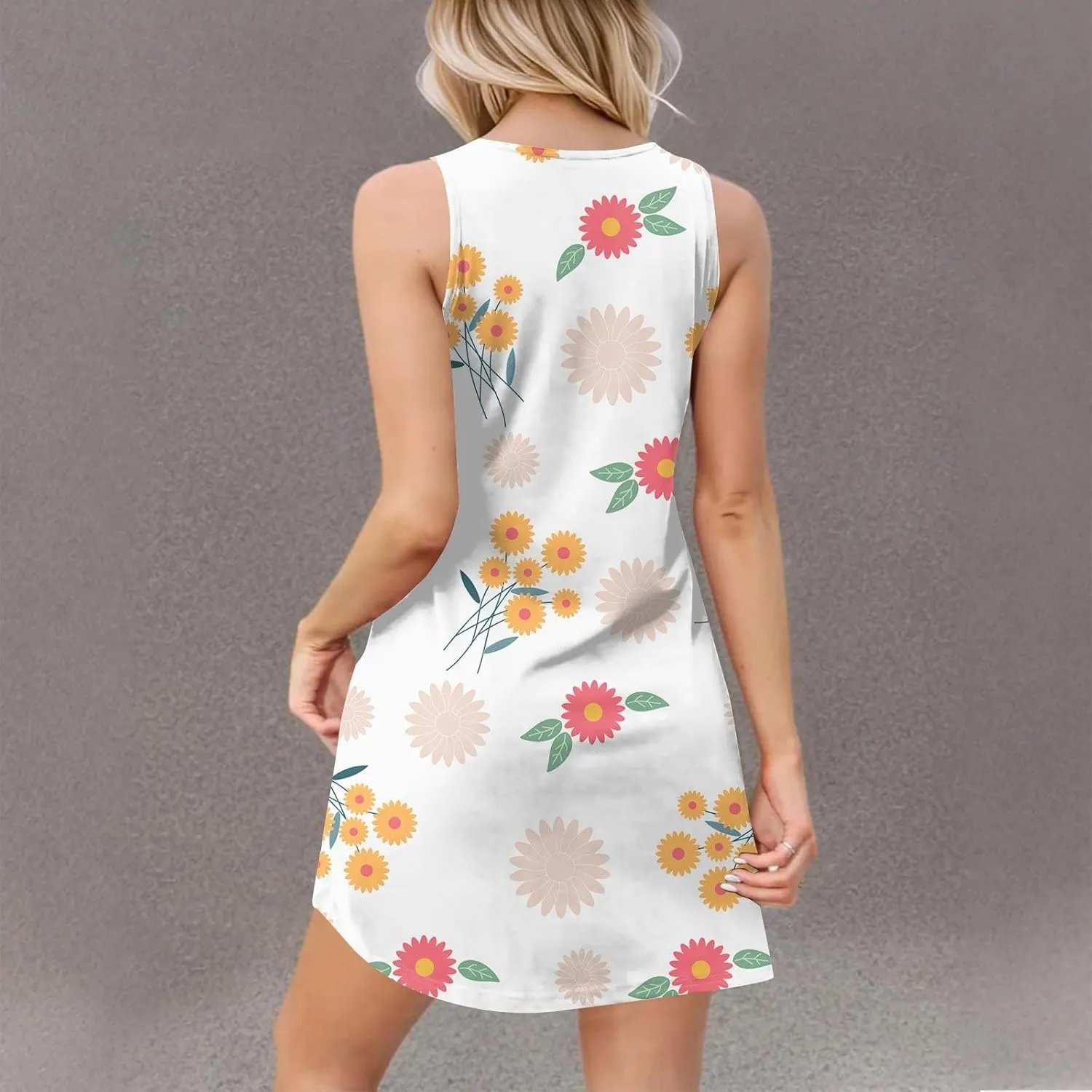 Ladies Dressy Sleeveless Sexy Dress Evening Wear Floral Print Party Beach V-Neck Vacation Clubwear Fashion Dresses