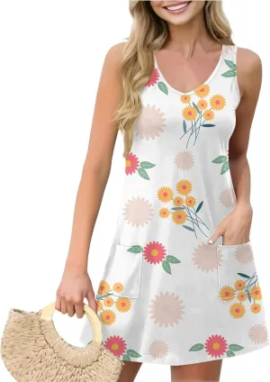 Ladies Dressy Sleeveless Sexy Dress Evening Wear Floral Print Party Beach V-Neck Vacation Clubwear Fashion Dresses