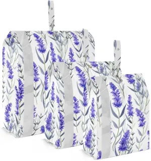 Lavender Flowers White Packing Cubes for Travel 3 Set Packing Bags Luggage Organizer Bags for Suitcases