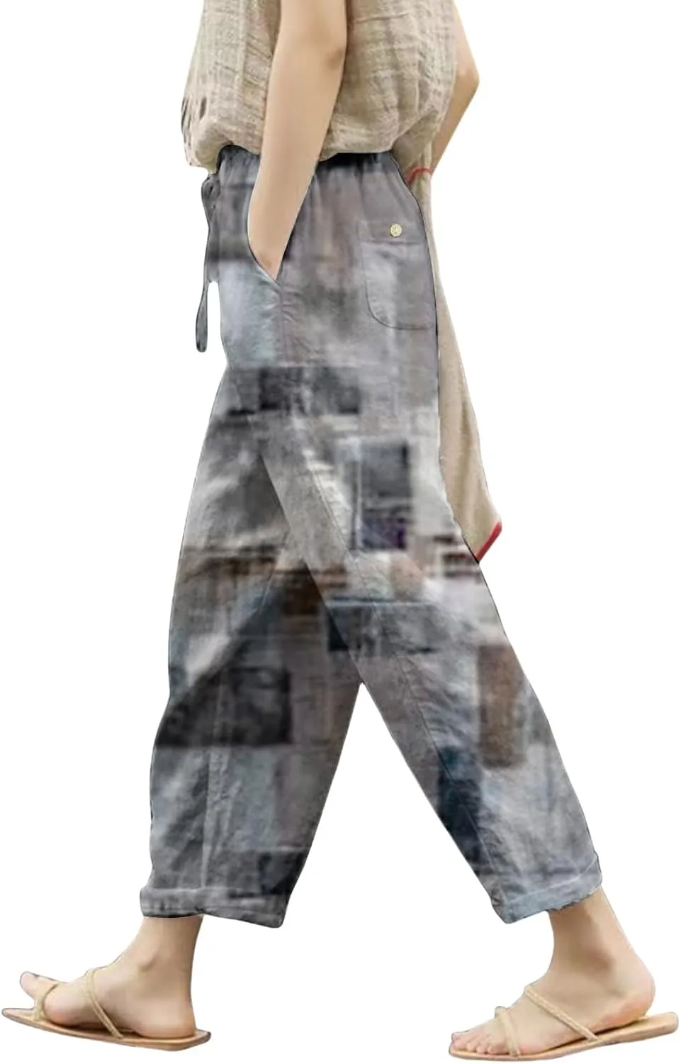 Leggings for Women Summer Casual Drawstring Pants Loose Cotton Linen Palazzo Pants Womens Linen Pants Womens Work