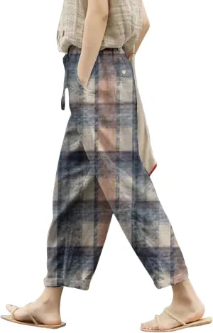 Leggings for Women Summer Casual Drawstring Pants Loose Cotton Linen Palazzo Pants Womens Linen Pants Womens Work