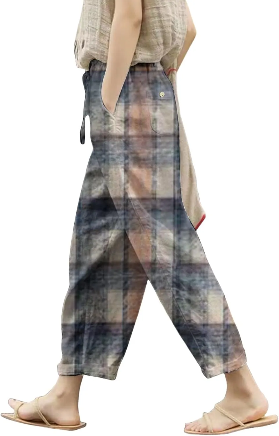 Leggings for Women Summer Casual Drawstring Pants Loose Cotton Linen Palazzo Pants Womens Linen Pants Womens Work
