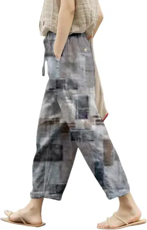 Leggings for Women Summer Casual Drawstring Pants Loose Cotton Linen Palazzo Pants Womens Linen Pants Womens Work