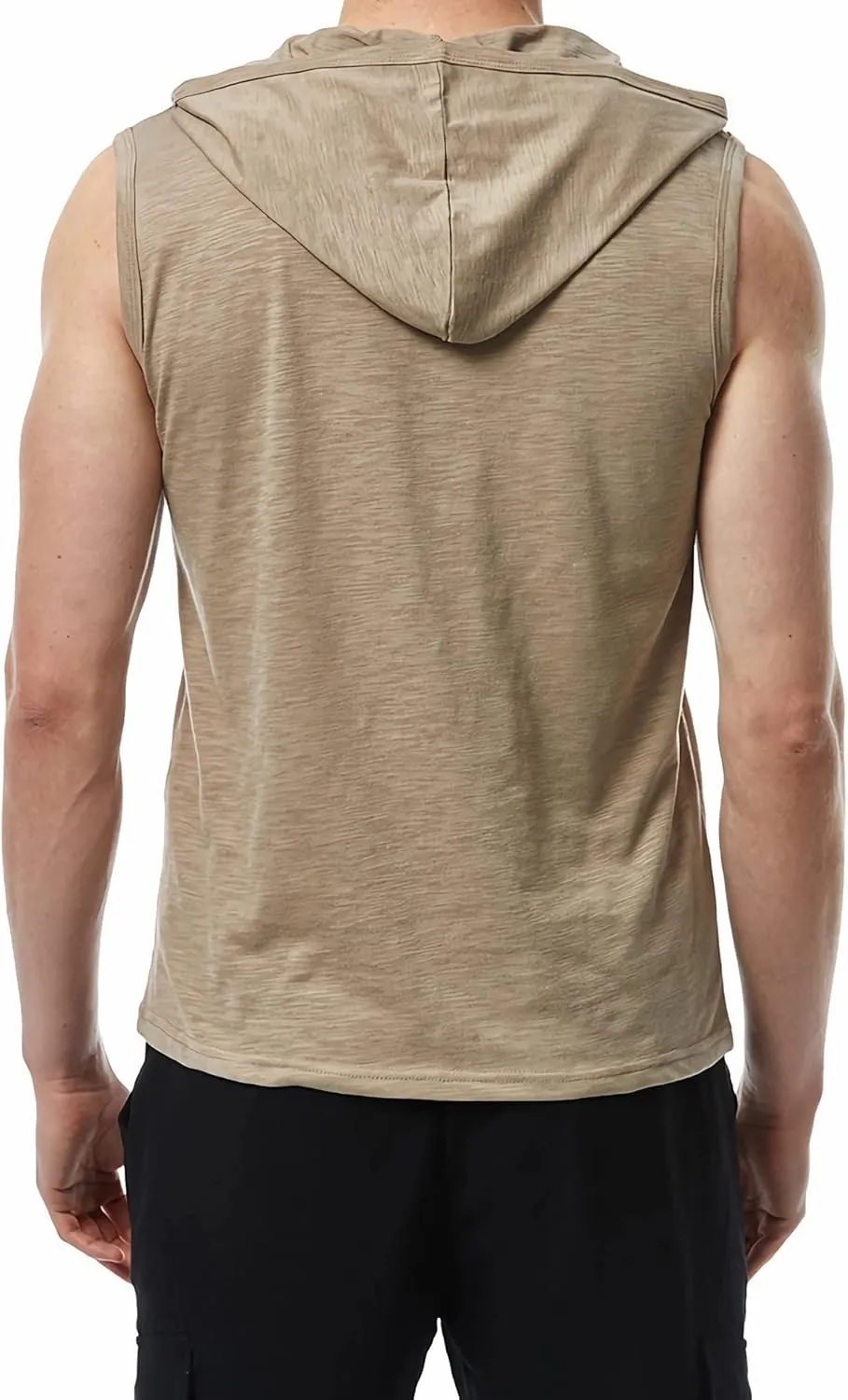 Linen Shirts for Men Sleeveless Tshirts Hoodie Cotton Linen Henley Shirt Tank Top Casual Beach Hippie Vest with Hood