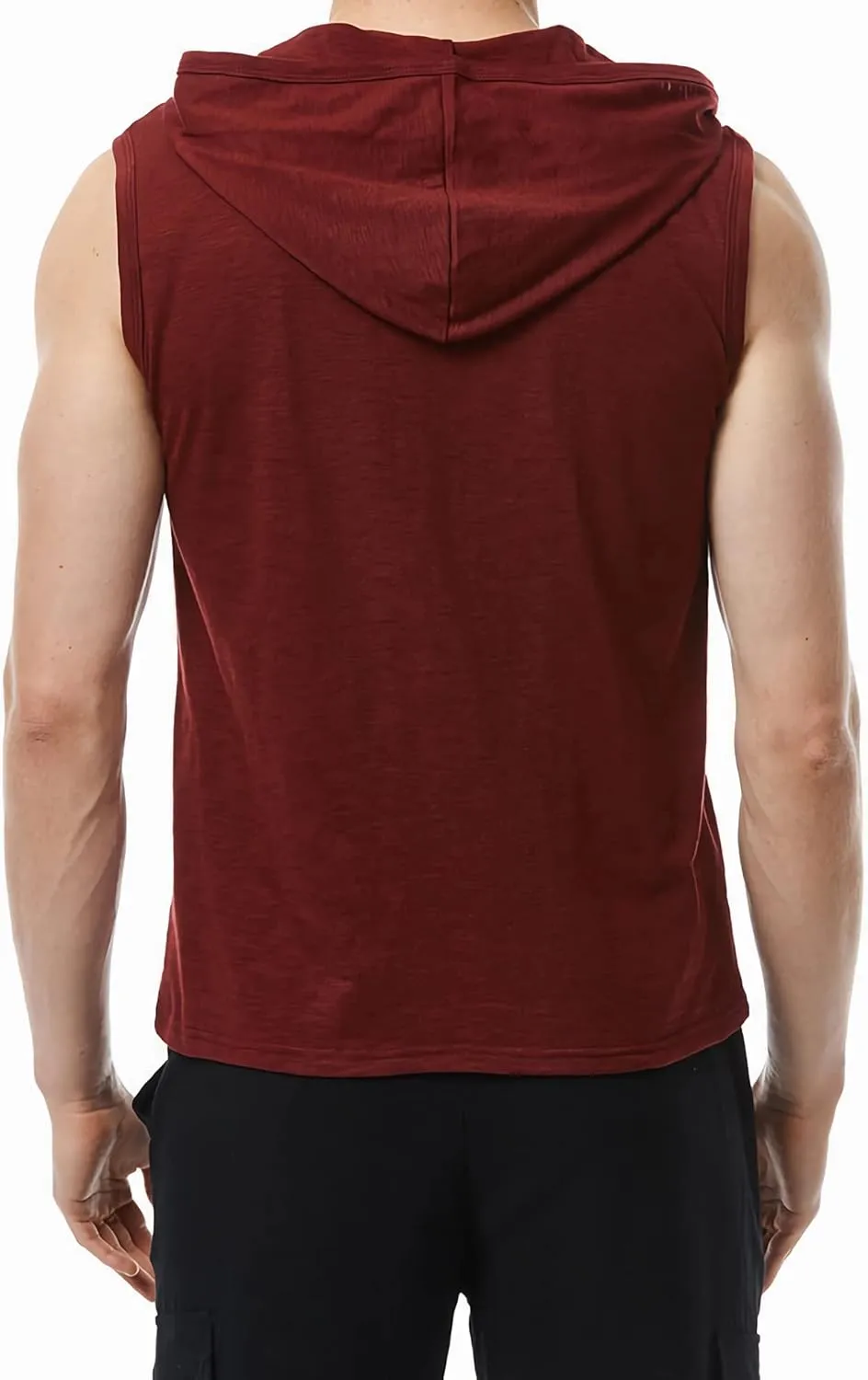 Linen Shirts for Men Sleeveless Tshirts Hoodie Cotton Linen Henley Shirt Tank Top Casual Beach Hippie Vest with Hood