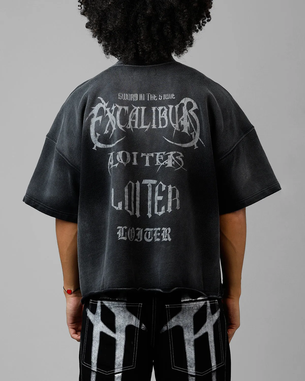 Loiter Excalibur Sword Distressed T-Shirt Washed Black
