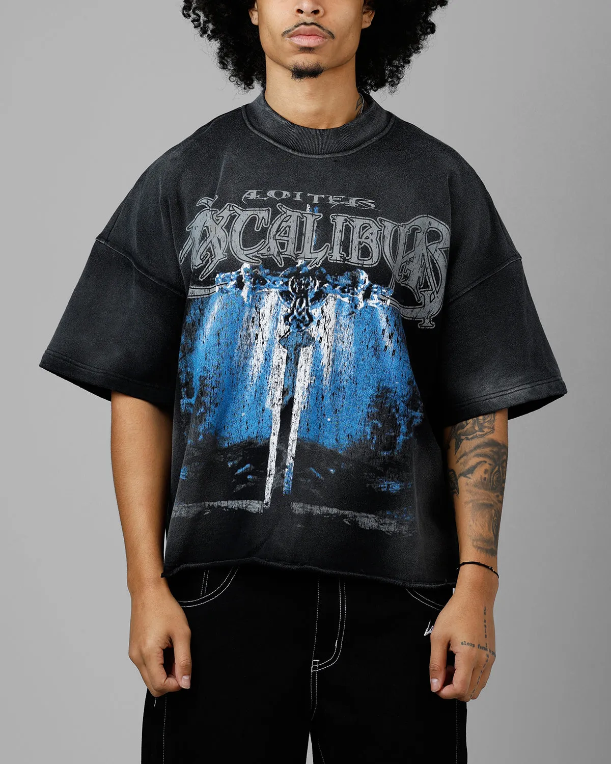 Loiter Excalibur Sword Distressed T-Shirt Washed Black
