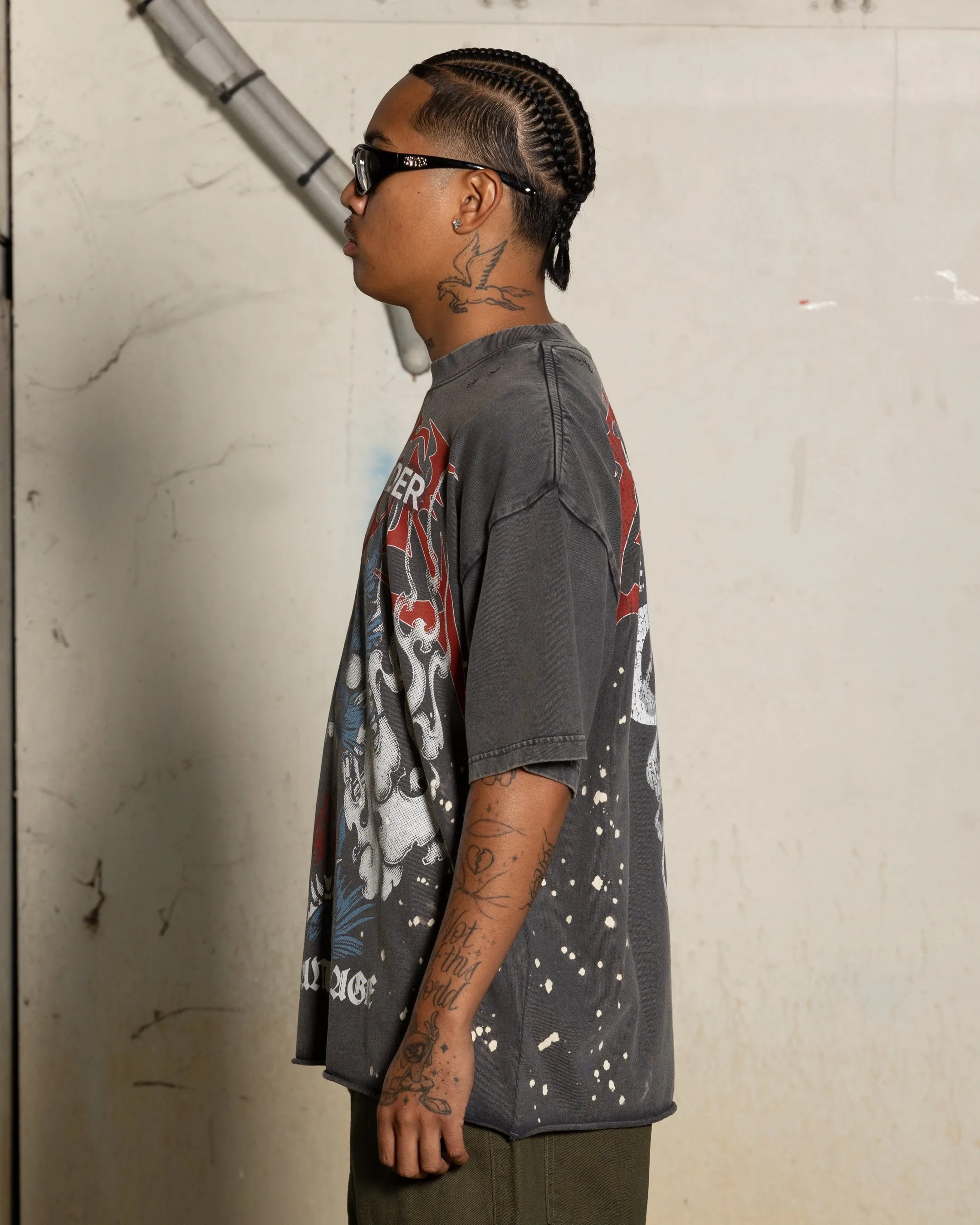 Loiter X The Anti Order Anti Human Tour Vintage T-Shirt Vintage Charcoal
