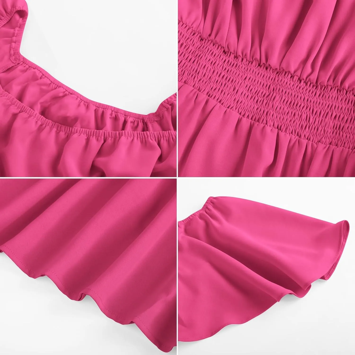 Long Dresses for Women Milkmaid Dress 2025 Trendy Short Sleeve Square Neck Smocked Waist Vacation Tiered Flowy Maxi Dress
