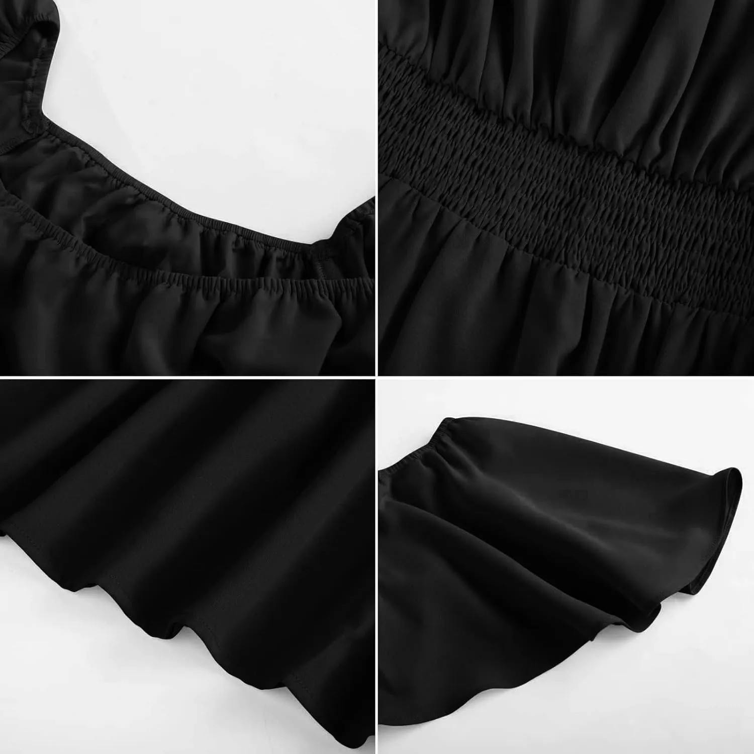 Long Dresses for Women Milkmaid Dress 2025 Trendy Short Sleeve Square Neck Smocked Waist Vacation Tiered Flowy Maxi Dress